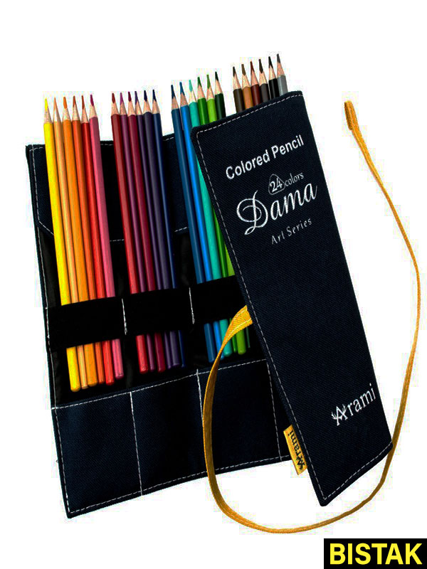 مداد رنگی 24 رنگ آرامی سری آرت با جامدادی پارچه‌ای